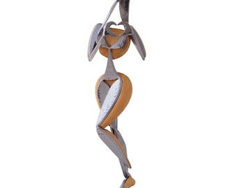 CATWALK VI - original steel and wood sculpture by Stevlin Yovchev