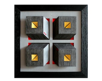 DARK CUBES - original wood wall sculpture by Nikolay Martinov