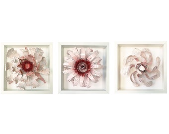 Cherry Blossom, Almond Blossom, Jasmine Blossom - three metal wall sculptures by Vania Dimitrova