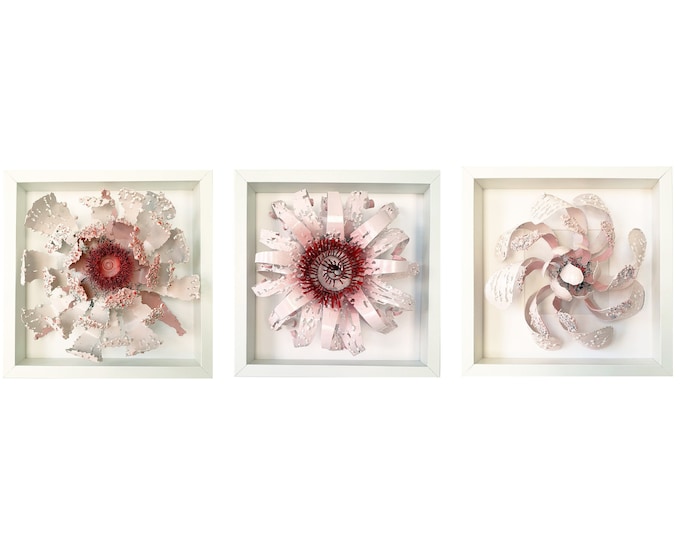 Cherry Blossom, Almond Blossom, Jasmine Blossom - three metal wall sculptures by Vania Dimitrova