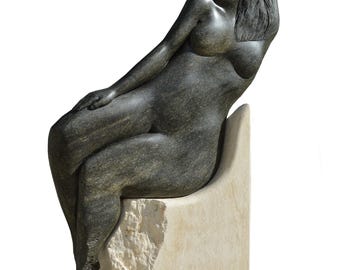 MUSE OF CONTEMPLATION - original stone sculpture by Ognyan Chitakov