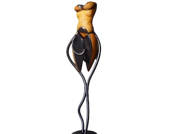 CATWALK IX - original steel and wood sculpture by Stevlin Yovchev