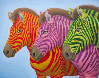 TECHNICOLOR TRIO - original oil painting by Grigor Velev