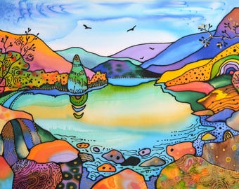 WATER MELODY - original silk painting by Silvia Pavlova