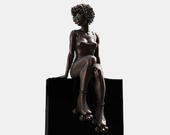 ROLLER GIRL - bronze sculpture by Tsvetan Nikolov