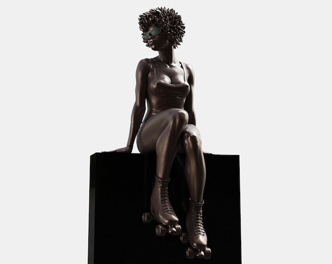 ROLLER GIRL - bronze sculpture by Tsvetan Nikolov