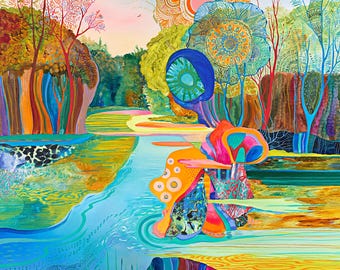 RIVER OF COLORS - original oil painting by Silvia Pavlova