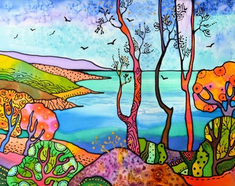 GULF Of DREAMS II - original silk painting by Silvia Pavlova