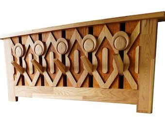 CHEER UP - Oak Wood Wall Hanger, Modern Art Sculpture Coat Rack by Sava Draganov