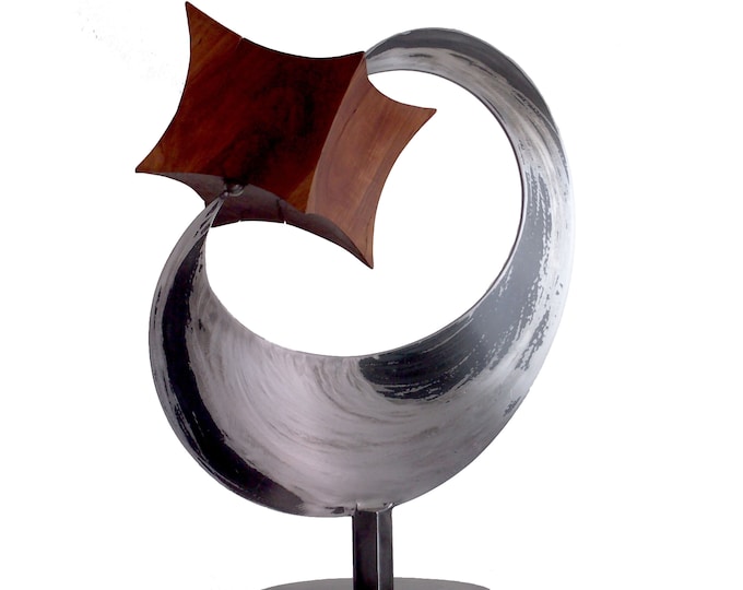 THE BEGINNING - original steel and wood sculpture by Stevlin Yovchev