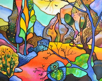 PEACE - original silk painting by Silvia Pavlova