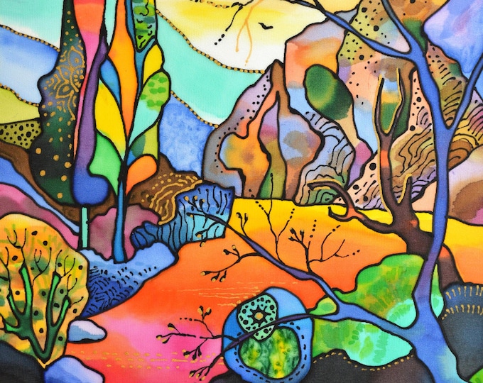 PEACE - original silk painting by Silvia Pavlova