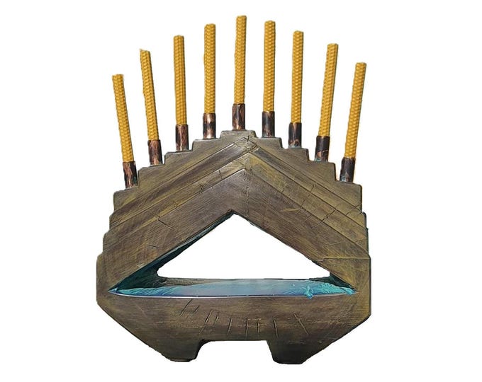 HANUKKAH - original wood and brass sculpture by George Troyanov