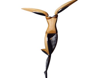 ASCEND - original steel and wood sculpture by Stevlin Yovchev