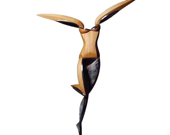 ASCEND - original steel and wood sculpture by Stevlin Yovchev