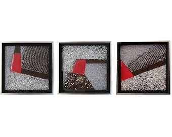 Red Particle - Red Point - Red Trace - original ceramic wall sculptures by Rossitza Trendafilova