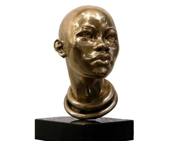 PORTRAIT OF A GIRL #2 - bronze sculpture by Tsvetan Nikolov