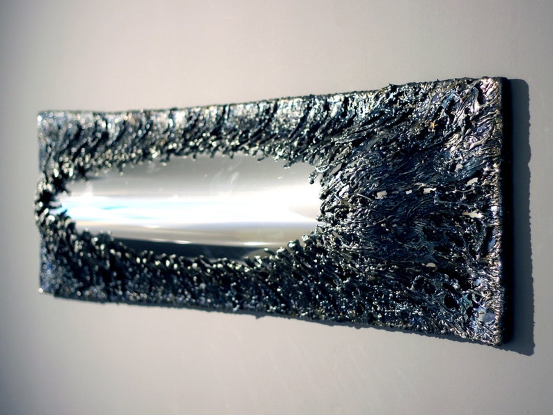 Original Large Metal Wall Sculpture Urge Modern Silver Steel Relief Futurist High Fashion Decor Abstract Mirror Art