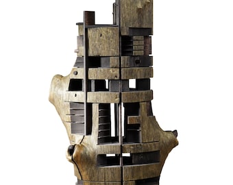 FIVE FACES - original wood sculpture by Sava Draganov