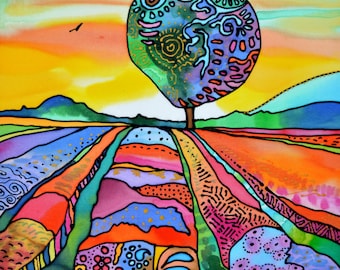 FURROW - original silk painting by Silvia Pavlova
