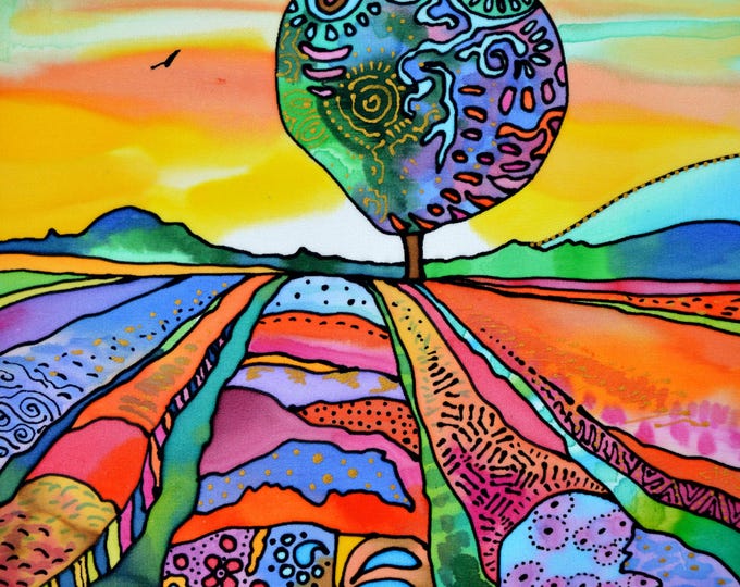 FURROW - original silk painting by Silvia Pavlova