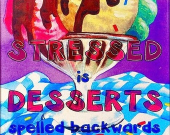 Picture #90 - Stressed is Desserts - Personalized gift - Pre-sketched coloring & watercolor kits - DIY paint party kits - Greeting cards
