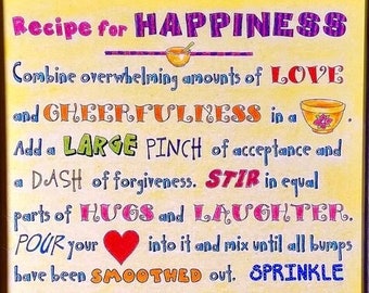 Picture #229 - Happiness - Personalized gift - Pre-sketched coloring & watercolor kits - DIY paint party kits - Greeting cards - Art print