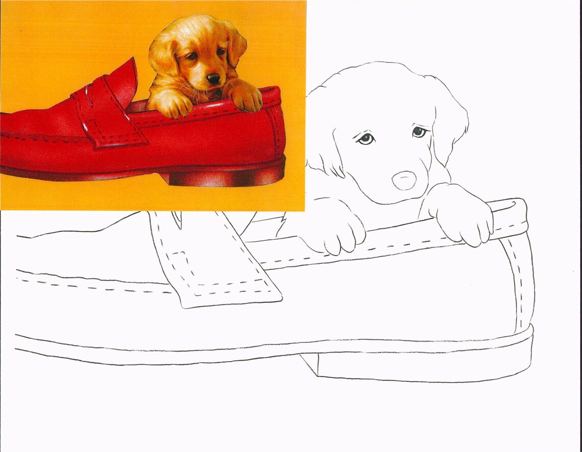 Picture 30 Puppy in Shoe Personalized gift Presketched Etsy.de