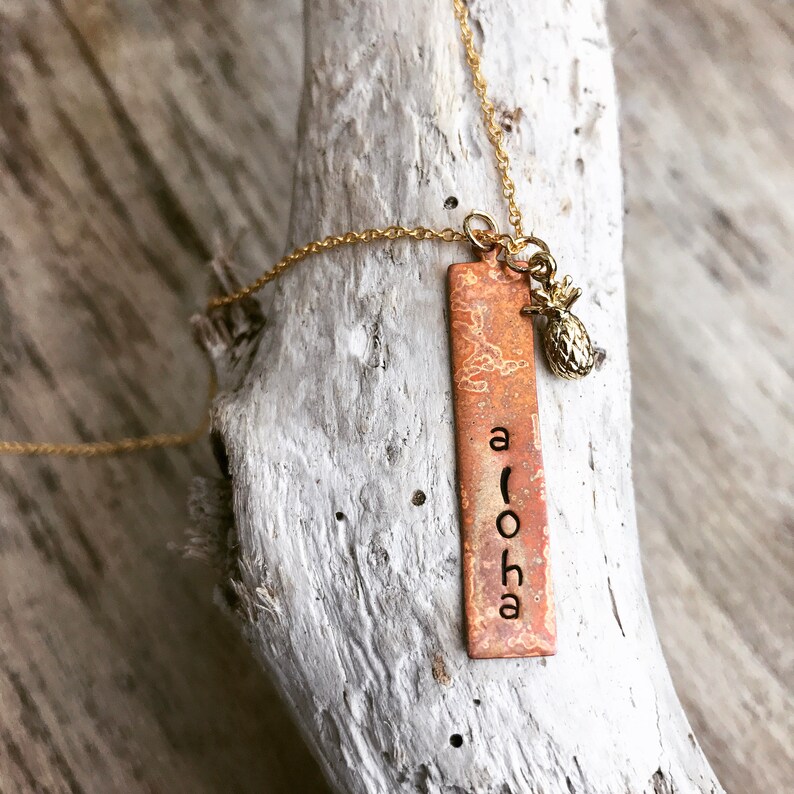 Custom personalized Hand stamped copper tag necklace Etsy