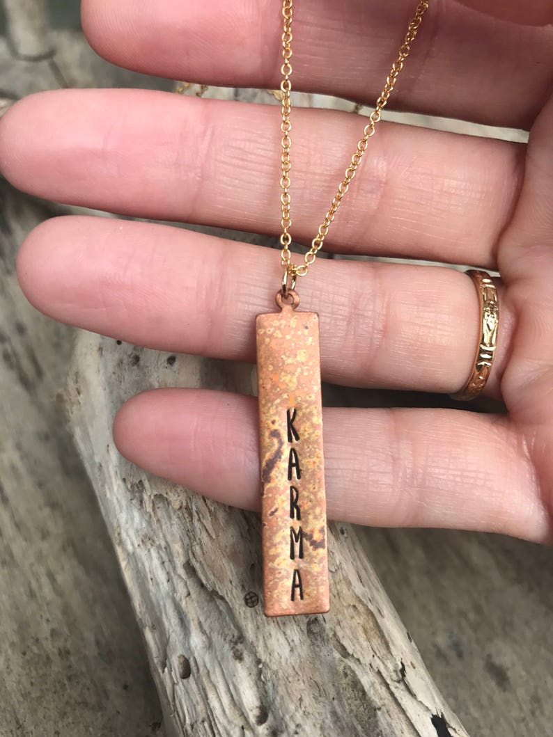 Custom personalized Hand stamped copper tag necklace Etsy