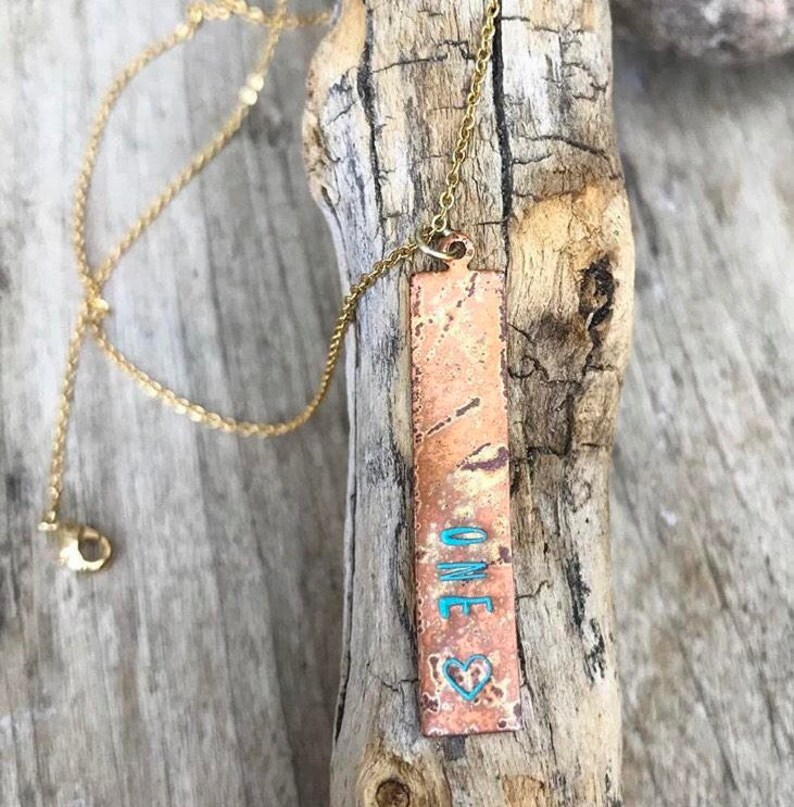 Custom personalized Hand stamped copper tag necklace Etsy