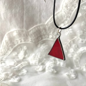 Stained Glass necklace, Stained glass jewelry, Red triangle pendant, Soldered pendant, Personalized jewelry