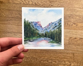 4”x4” Rocky Mountain National Park Giclee Mini Landscape Watercolor Art Print
