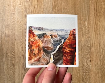 4”x4” Grand Canyon National Park Giclee Mini Landscape Watercolor Art Print Arizona