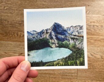 4”x4” Glacier National Park Giclee Mini Landscape Watercolor Art Print