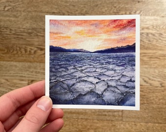 4”x4” Death Valley National Park Giclee Mini Landscape Watercolor Art Print