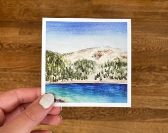 4”x4” Lassen Volcanic National Park, California Giclee Mini Landscape Watercolor Art Print