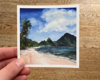 4”x4” American Samoa National Park Giclee Mini Landscape Watercolor Art Print