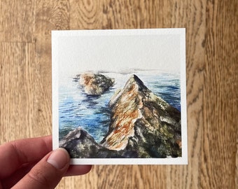 4”x4” Channel Islands National Park Giclee Mini Landscape Watercolor Art Print Washington