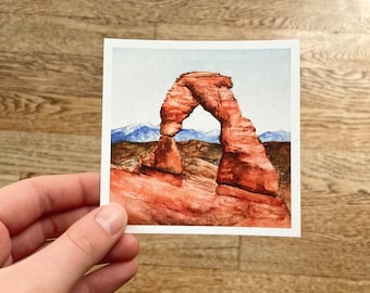 4”x4” Arches National Park Giclee Mini Landscape Watercolor Art Print