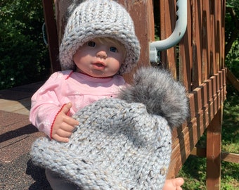 Wollmischung Pom Pom Beanie-Baby und Erwachsene Größen