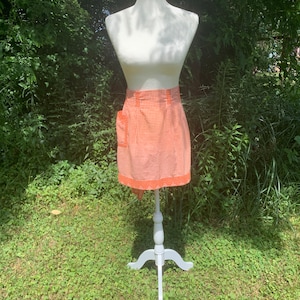 Vintage Orange Half Apron With Pocket, Slight Damage