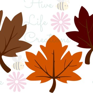 May include: Three maple leaves in different shades of brown, orange, and red. The leaves are cut out and isolated on a white background.