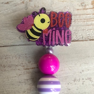 Valentines Day Badge Reel * Valentine retractable badge holder * Medical Badge Clip * fun badge reel * Bee Mine * Valentines Day Bee Badge