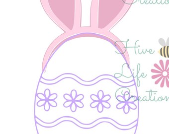 Easter Egg & Ears SVG * Digital Download Easter SVG PNG Dxf File * Egg with Ears file * Cricut Download Silhouette Download * Easter File