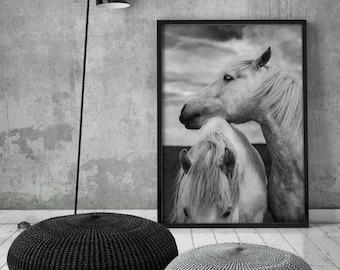 White Horses, Horse Print, Horses, White Horses Decor, Digital Print, Printable Art, Scandinavian, Poster, Downloadable, White Horse Print
