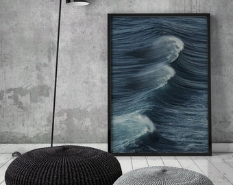 Surf Wave, Ocean, Swell, Water, Coastal, Surfing, Blue, Waves, Poster, Art Print, Printable, Digital Download,Scandinavian,Minimalist,Surfen