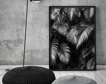 Palm Leaves, Art Print, Banana Palms, Black and White, Poster, Scandinavian, Minimalist, Palms, Leaves, Modern, Wall Decor, Printable, Art