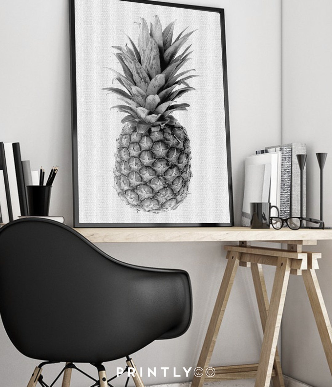 Impresión de arte de piña, piña peekaboo, arte de pared, imprimible ...