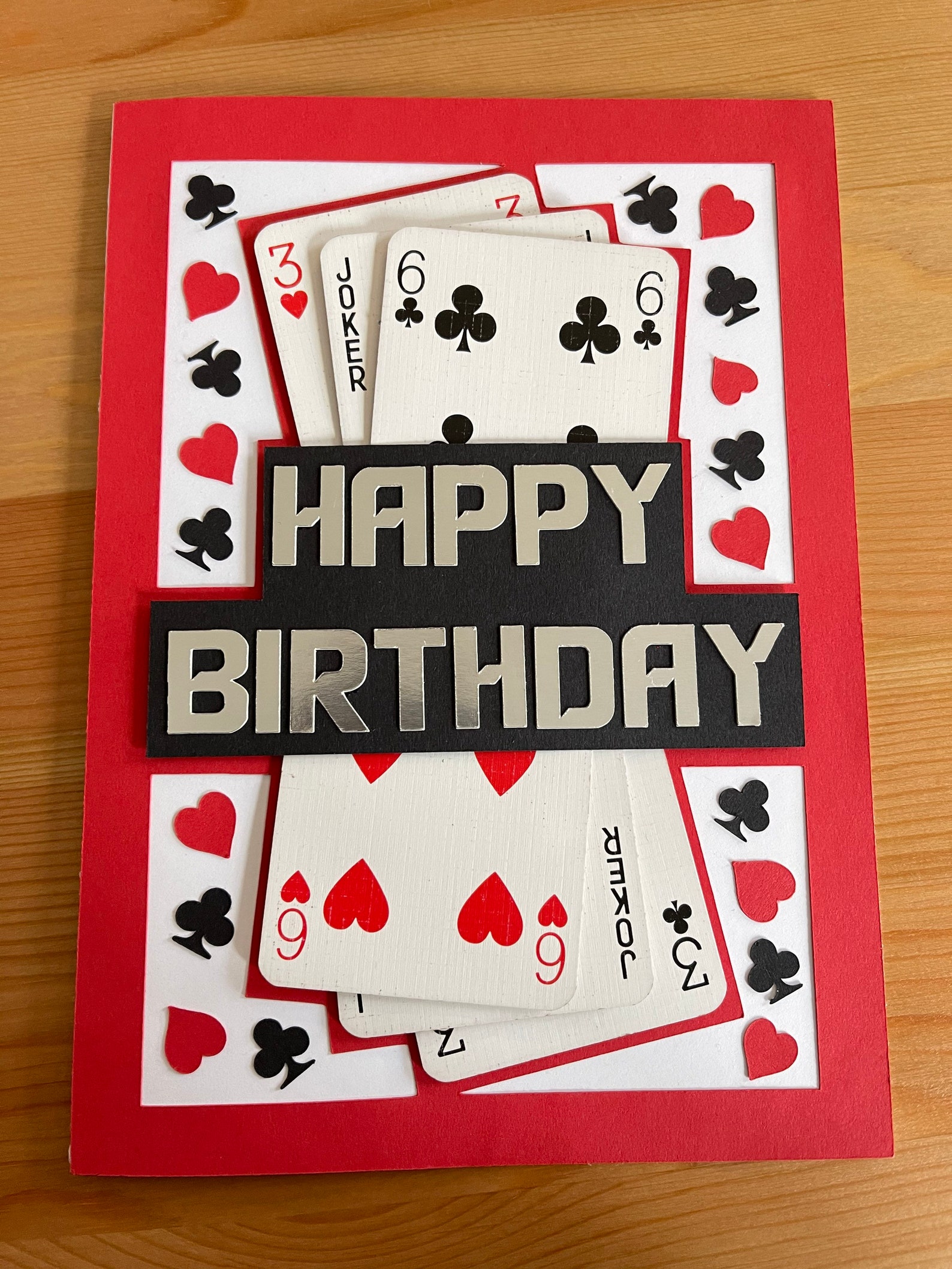 3D Poker Themed Happy Birthday Card Etsy